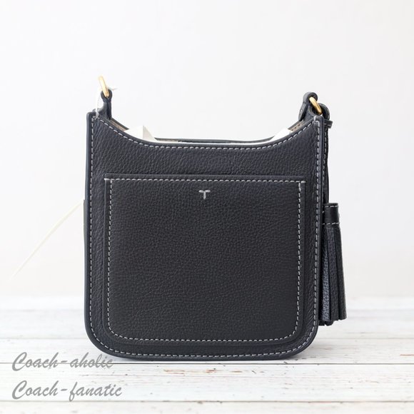 NWT Tory Burch Thea Web Mini Shoulder Bag Leather Crossbody in Black - Picture 12 of 14